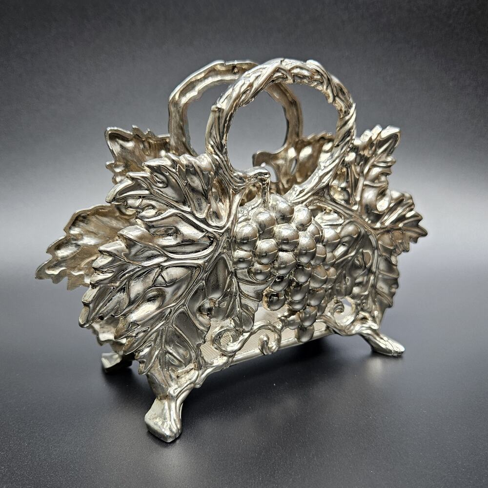 Vintage Godinger 1994 Silverplate Grapevine Napkin Holder Original Sticker